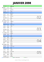 calendrier janvier 2098 au format portrait pour prendre des notes