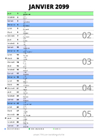 calendrier janvier 2099 au format portrait pour prendre des notes