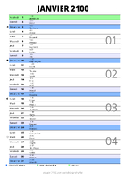 calendrier janvier 2100 au format portrait pour prendre des notes