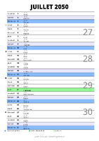 calendrier juillet 2050 au format portrait pour prendre des notes