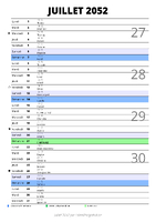 calendrier juillet 2052 au format portrait pour prendre des notes