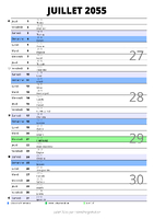 calendrier juillet 2055 au format portrait pour prendre des notes