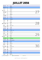calendrier juillet 2056 au format portrait pour prendre des notes