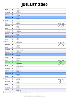 calendrier juillet 2060 au format portrait pour prendre des notes