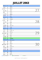 calendrier juillet 2063 au format portrait pour prendre des notes