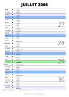 calendrier juillet 2066 au format portrait pour prendre des notes