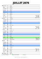 calendrier juillet 2076 au format portrait pour prendre des notes