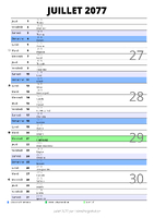 calendrier juillet 2077 au format portrait pour prendre des notes