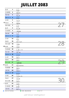 calendrier juillet 2083 au format portrait pour prendre des notes