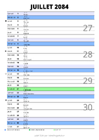 calendrier juillet 2084 au format portrait pour prendre des notes