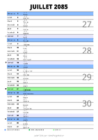calendrier juillet 2085 au format portrait pour prendre des notes