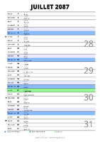 calendrier juillet 2087 au format portrait pour prendre des notes