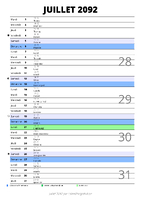 calendrier juillet 2092 au format portrait pour prendre des notes