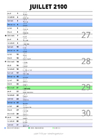 calendrier juillet 2100 au format portrait pour prendre des notes
