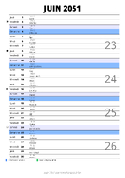 calendrier juin 2051 au format portrait pour prendre des notes