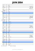calendrier juin 2054 au format portrait pour prendre des notes