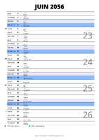 calendrier juin 2056 au format portrait pour prendre des notes