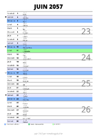 calendrier juin 2057 au format portrait pour prendre des notes