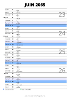 calendrier juin 2065 au format portrait pour prendre des notes