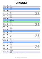 calendrier juin 2068 au format portrait pour prendre des notes