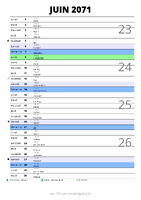 calendrier juin 2071 au format portrait pour prendre des notes