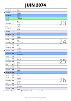 calendrier juin 2074 au format portrait pour prendre des notes