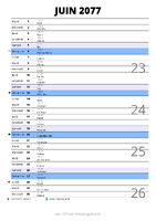 calendrier juin 2077 au format portrait pour prendre des notes