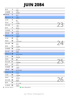 calendrier juin 2084 au format portrait pour prendre des notes