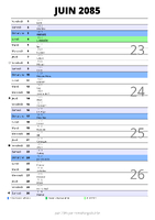 calendrier juin 2085 au format portrait pour prendre des notes