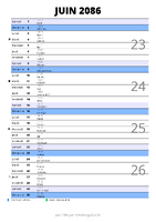 calendrier juin 2086 au format portrait pour prendre des notes