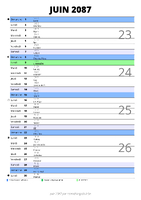 calendrier juin 2087 au format portrait pour prendre des notes