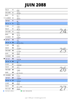 calendrier juin 2088 au format portrait pour prendre des notes