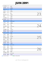 calendrier juin 2091 au format portrait pour prendre des notes