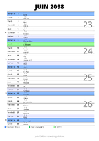 calendrier juin 2098 au format portrait pour prendre des notes