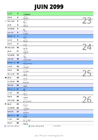 calendrier juin 2099 au format portrait pour prendre des notes