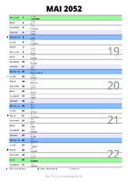 calendrier mai 2052 au format portrait pour prendre des notes