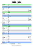 calendrier mai 2054 au format portrait pour prendre des notes