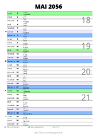 calendrier mai 2056 au format portrait pour prendre des notes