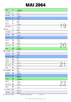 calendrier mai 2064 au format portrait pour prendre des notes
