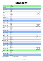 calendrier mai 2071 au format portrait pour prendre des notes