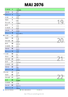 calendrier mai 2076 au format portrait pour prendre des notes