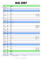 calendrier mai 2087 au format portrait pour prendre des notes