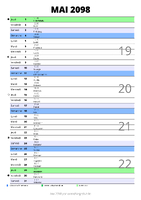 calendrier mai 2098 au format portrait pour prendre des notes