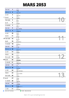 calendrier mars 2053 au format portrait pour prendre des notes