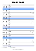 calendrier mars 2063 au format portrait pour prendre des notes