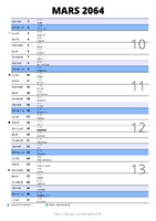 calendrier mars 2064 au format portrait pour prendre des notes