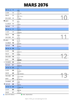 calendrier mars 2076 au format portrait pour prendre des notes