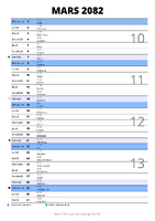 calendrier mars 2082 au format portrait pour prendre des notes