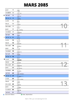 calendrier mars 2085 au format portrait pour prendre des notes
