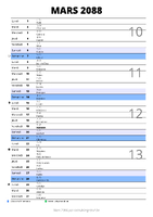 calendrier mars 2088 au format portrait pour prendre des notes